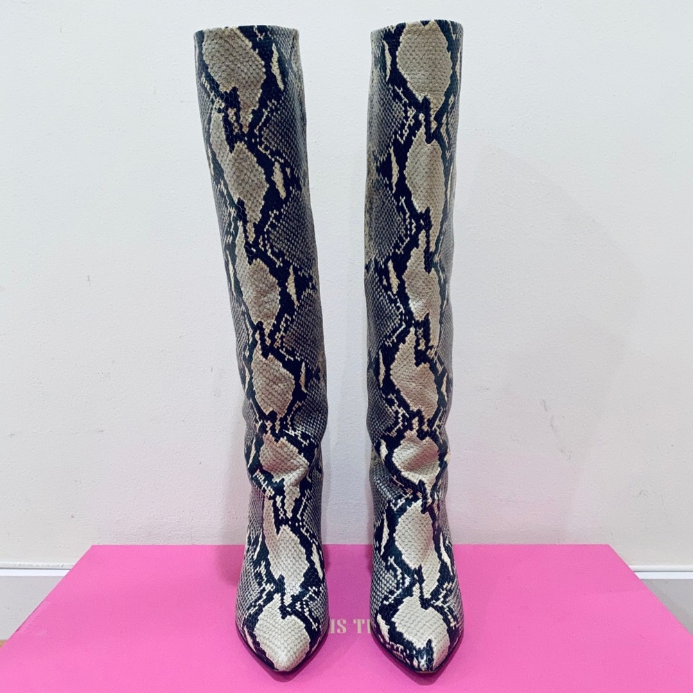 Paris Texas Snake Embossed Knee High Boots